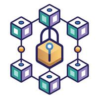 Elegant Blockchain Icon with a Chain of Blocks and Digital Data vector