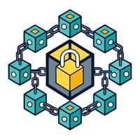 Modern Blockchain Icon with a Chain of Blocks and Digital Data vector