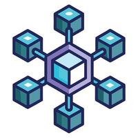 Elegant Interlocking Blocks Icon with Blockchain Symbolism and Digital Data vector