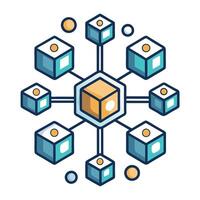 Modern Interconnected Blocks Icon with Digital Data and Blockchain Symbolism vector