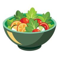 Modern Bowl of Salad Icon with a Bowl Filled with Fresh Salad and Vegetables vector