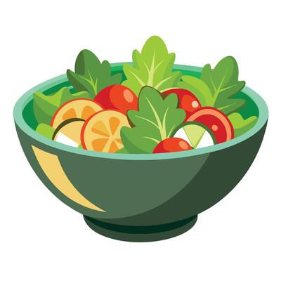 Modern Bowl of Salad Icon with a Bowl Filled with Fresh Salad and Vegetables