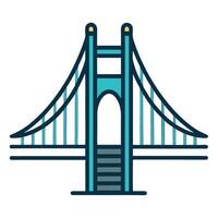 Elegant Suspension Bridge Icon with Clean Lines and Isolated Background vector