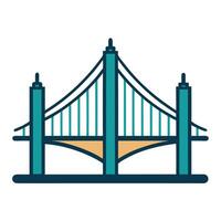 Suspension Bridge Icon with Clean Lines and Isolated Background vector
