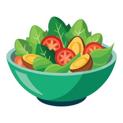 Bowl of Salad Icon with a Bowl Filled with Fresh Salad and Vegetables