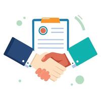 Modern Handshake Icon over a Contract and Isolated Background vector