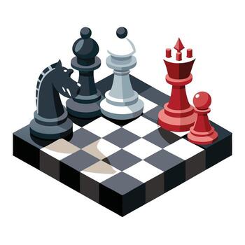 Modern Chessboard Icon with Pieces and Isolated Background vector