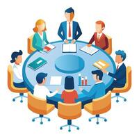 Modern Boardroom Icon with People Gathering and Isolated Background vector