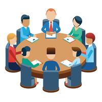 Boardroom Icon with People Gathering and Isolated Background vector