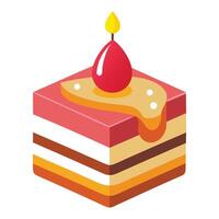 Modern Slice of Cake Icon with Frosting and Isolated Background vector