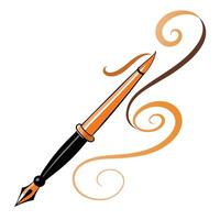 Modern Calligraphy Pen Icon with Elegant Script and Isolated Background vector