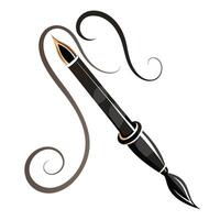 Elegant Calligraphy Pen Icon with Elegant Script and Isolated Background vector