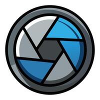 Sleek Camera Lens Icon with Aperture and Isolated Background vector