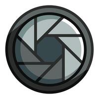 Elegant Sleek Camera Lens Icon with Aperture and Isolated Background vector