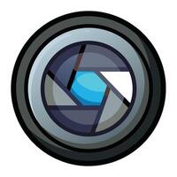 Modern Zoomed in Camera Lens Icon in a Circle and Isolated Background vector