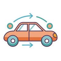 Modern Car Icon with Sharing Arrows and Isolated Background vector