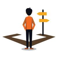 Modern Person Icon Standing at a Crossroads and Isolated Background vector