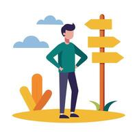 Elegant Person Icon Standing at a Crossroads and Isolated Background vector