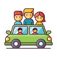 Car Icon with Multiple Passengers and Isolated Background vector