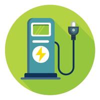 Modern Electric Car Charging Station Icon with a Car and Isolated Background vector