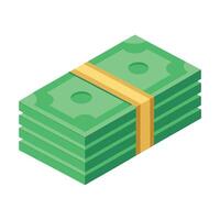 Modern Stack of Cash Bills Icon Isolated on a White Background vector