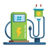 Electric Car Charging Station Icon with a Car and Isolated Background vector
