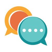 Modern Two Overlapping Speech Bubbles Icon Indicating Conversation and Isolated Background vector