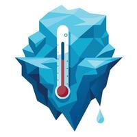 Modern Melting Iceberg Icon with a Thermometer and Isolated Background vector