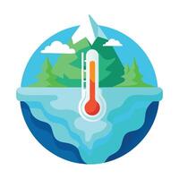 Elegant Melting Iceberg Icon with a Thermometer and Isolated Background vector