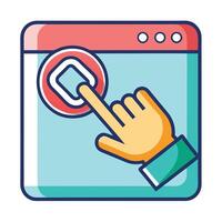 Hand Clicking on a Link Icon with a Pointer and Isolated Background vector