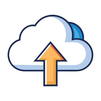 elegante nube icono con un hacia arriba flecha y aislado antecedentes vector