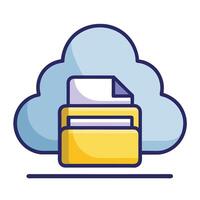 Elegant Cloud Icon with Multiple Files and Isolated Background vector