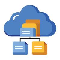 Cloud Icon with Multiple Files and Isolated Background vector