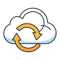 Modern Cloud Icon with Two Rotating Arrows and Isolated Background vector