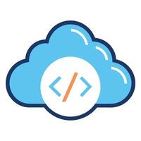 Elegant Cloud Icon with a Coding Symbol and Isolated Background vector