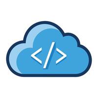 Cloud Icon with a Coding Symbol and Isolated Background vector