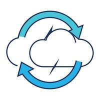 Elegant Cloud Icon with Two Rotating Arrows and Isolated Background vector