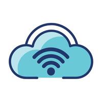 Modern Cloud Icon with Radiating WiFi Signals and Isolated Background vector