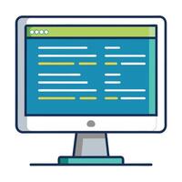 Modern Computer Screen Icon with Code Lines and Isolated Background vector