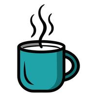 Elegant Simple Coffee Mug Icon with Steam Lines and Isolated Background vector