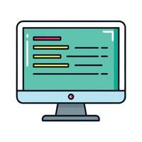 Computer Screen Icon with Code Lines and Isolated Background vector