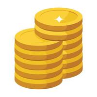 Elegant Stack of Shiny Coins Icon in a Minimalist Style and Isolated Background vector