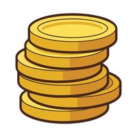 Stack of Shiny Coins Icon in a Minimalist Style and Isolated Background vector