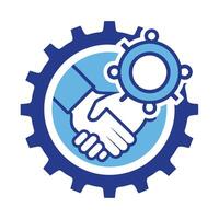 Modern Two Gears Interlocking Icon with a Collaboration Symbol and Isolated Background vector