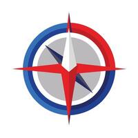 Modern Compass Icon with a Red and Blue Needle and Isolated Background vector