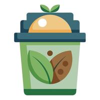 Compost Bin Icon with Organic Waste and Isolated on white Background vector