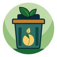 Modern Compost Bin Icon with Organic Waste and Isolated on white Background vector