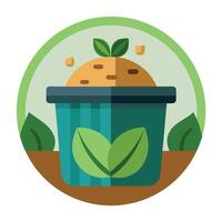 Modern Compost Bin Icon with Organic Waste and Isolated Background vector