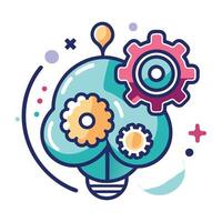 Brain Icon with Gears Turning and Isolated Background vector