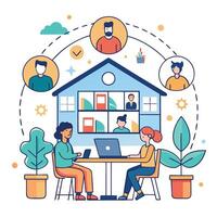 Elegant Shared Workspace Icon with Desks and Isolated Background vector